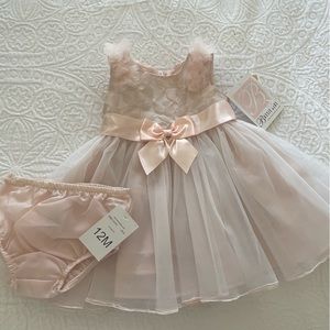 NWT Bonnie Baby pink tulle dress and bloomers